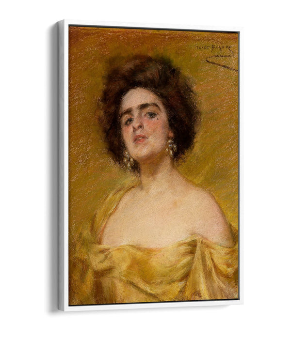 Canvas Wall Art - Laura In Yellow Print | Float Effect Canvas Art Print With Premium Varnish Finish
