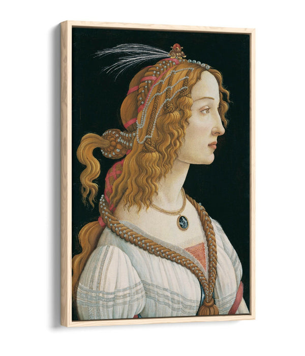 SANDRO BOTTICELLI, PORTRAIT OF A YOUNG WOMAN -FLOAT EFFECT CANVAS WALL ART PRINT