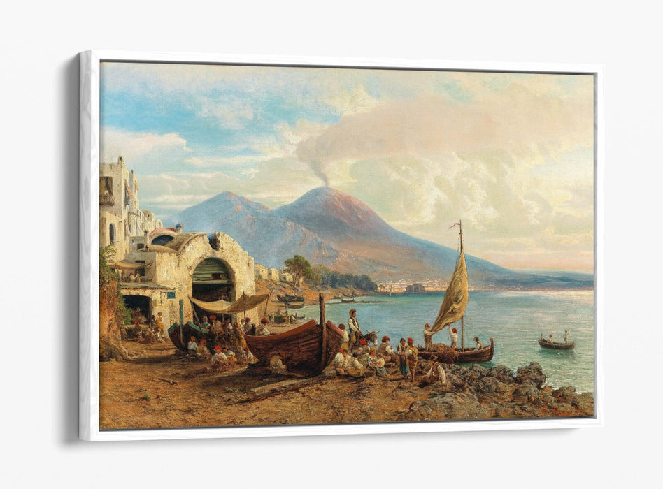 Canvas Wall Art Print – Albert Arnz Fisherman in Bay of Naples | Float Effect
