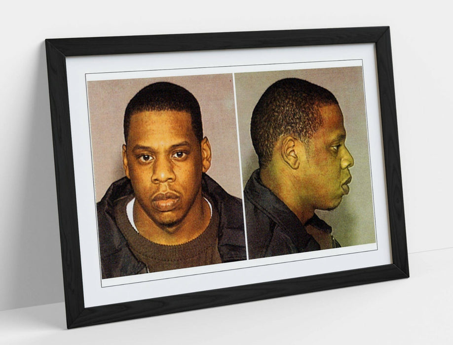 JAY Z MUGSHOT -ART FRAMED POSTER PICTURE PRINT ARTWORK- GREY BLACK