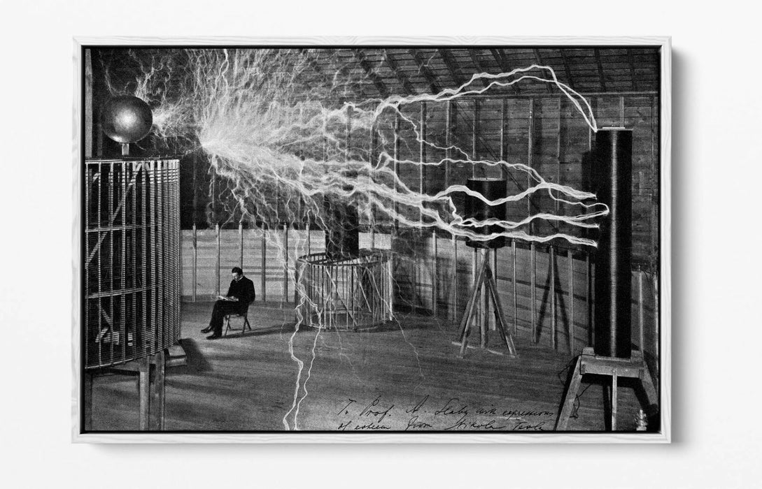 Canvas Wall Art - Nikola Tesla Faraday Cage Float Effect | Handmade Premium Print