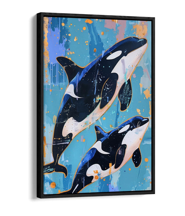 Canvas Wall Art - Floating Blue Orca Print | Handmade MDF Frame, Vibrant Colors