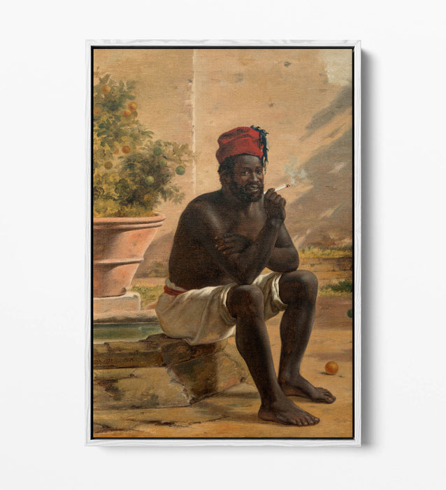 Canvas Wall Art | Martinus Rorbye Sitting Nubian | Float Effect, Handmade Print