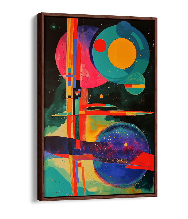 Abstract Canvas Art – Multi Colour Sci Fi Wall Decor With Float Effect Frame