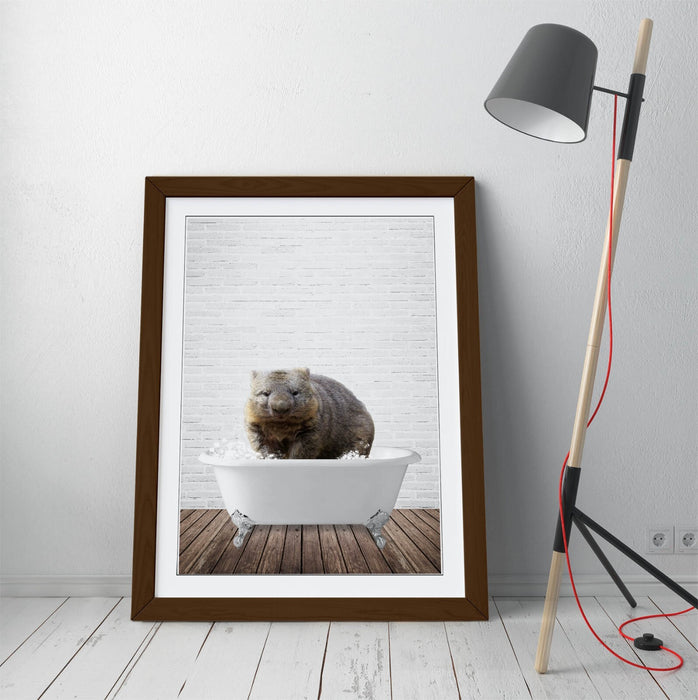 WOMBAT IN BATHTUB -ART FRAMED POSTER PICTURE PRINT BATHROOM ARTWORK