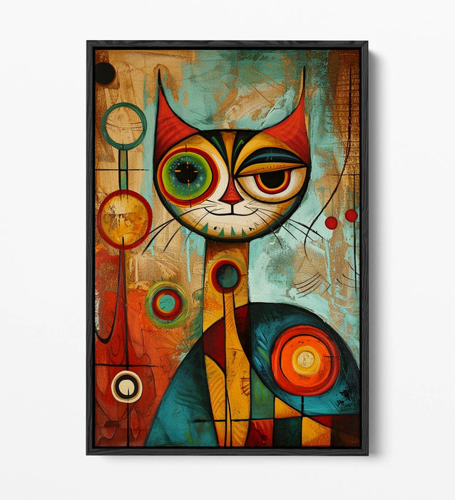 Float Effect Canvas Art - Cool Cat Abstract Contemporary Wall Decor Print
