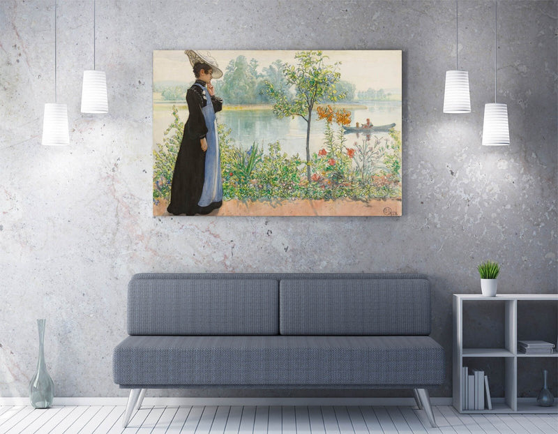 Canvas Wall Art - Carl Larsson Karin At The Shore Print With Premium Varnish Finish