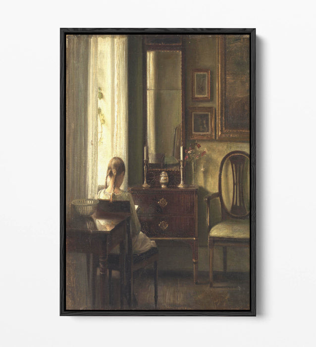 CARL HOLSOE, YOUNG GIRL READING -FLOAT EFFECT CANVAS WALL ART PIC PRINT