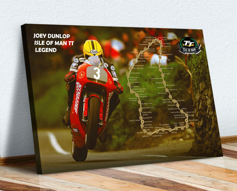 Isle of Man TT Canvas - Joey Dunlop Racing Bike Wall Art Print | Framed 30mm Deep