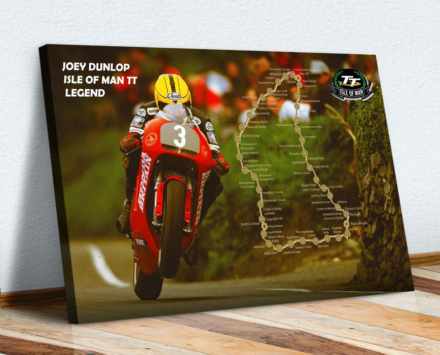 Isle of Man TT Canvas - Joey Dunlop Racing Bike Wall Art Print | Framed 30mm Deep