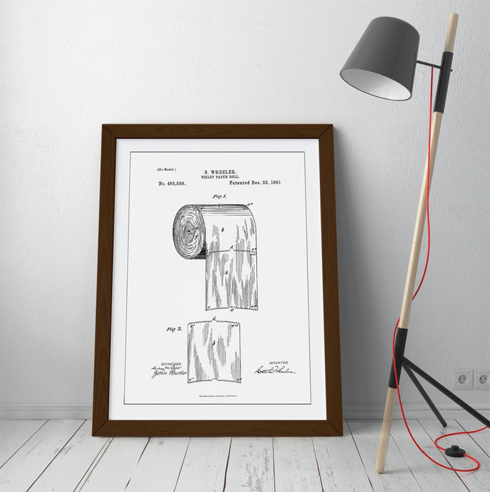 TOILET PAPER PATENT MINIMALIST LINE ART -ART FRAMED POSTER PICTURE PRINT ARTWORK
