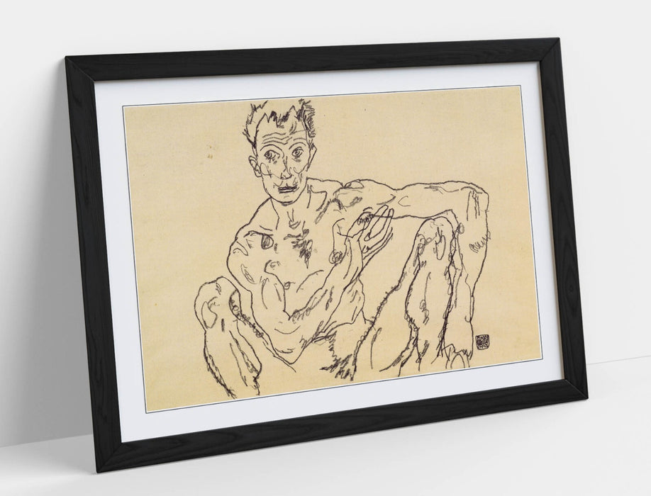 Framed Art Poster - Nude Self Portrait Print | Museum Quality Wall Art Decor