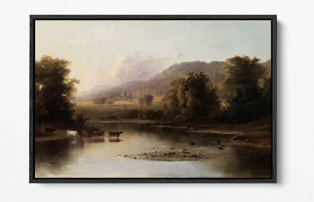 ROBERT S. DUNCANSON, VIEW OF ST ANNE'S RIVER -FLOAT EFFECT CANVAS WALL ART PRINT