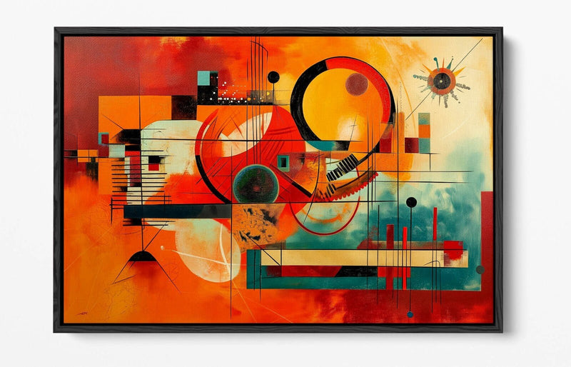 Abstract Canvas Art – Orange Blue Kandinsky Style Float Effect Canvas Print
