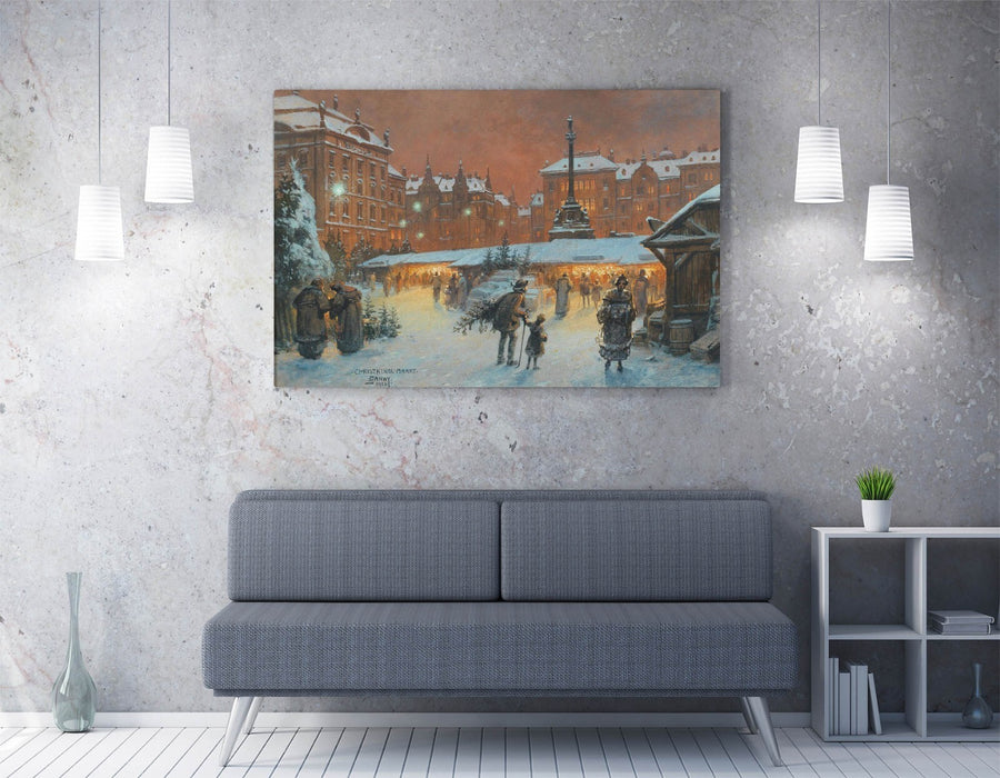 Canvas Wall Art - Handmade Christmas Market Print | Premium Varnish Coating