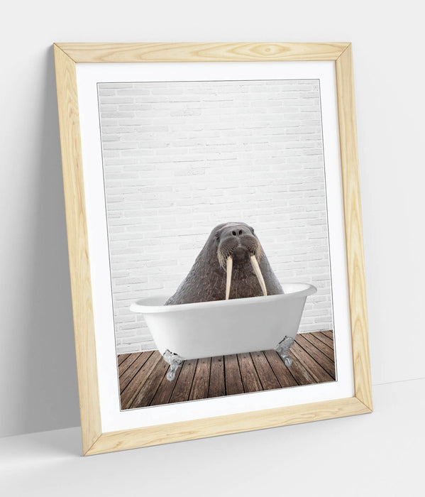 WALRUS IN BATHTUB -QUIRKY ART FRAMED POSTER PICTURE PRINT BATHROOM ARTWORK