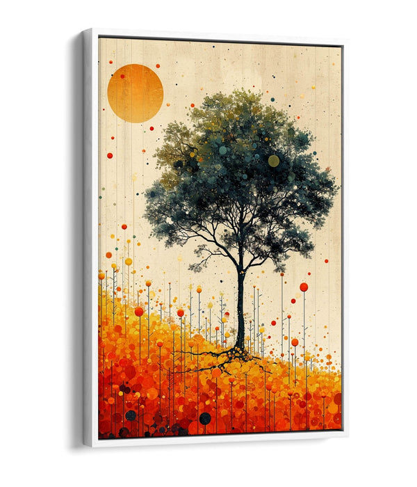 Abstract Canvas Art - Orange Bubbles Tree | Float Effect Canvas Wall Art