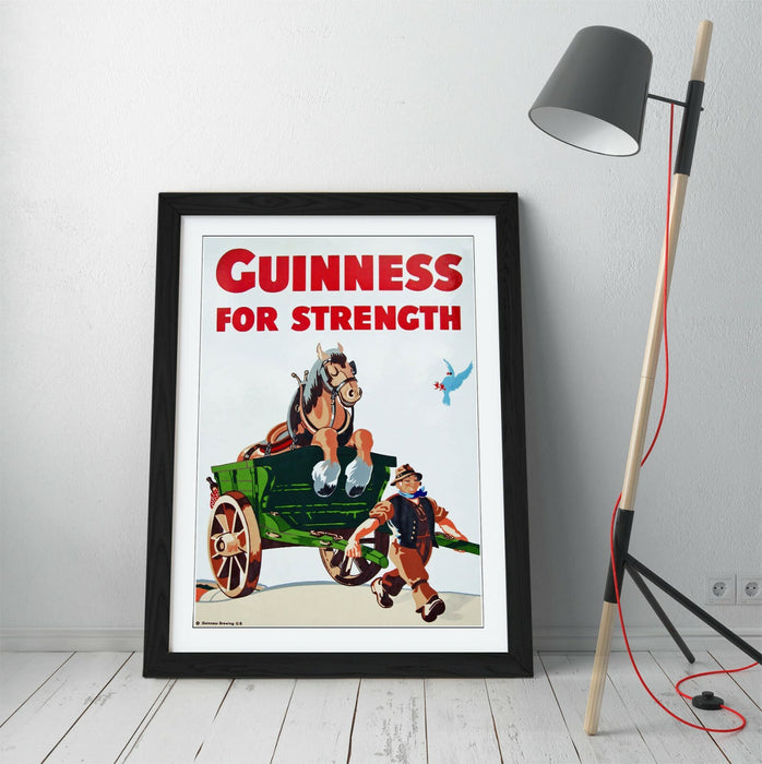 VINTAGE "GUINNESS FOR STRENGTH" POSTER ADVERT -FRAMED WALL ART PICTURE PRINT