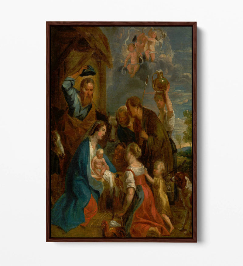 Float Effect Canvas Art – Jacob Jordaens Adoration of the Shepherds Print on MDF Frame