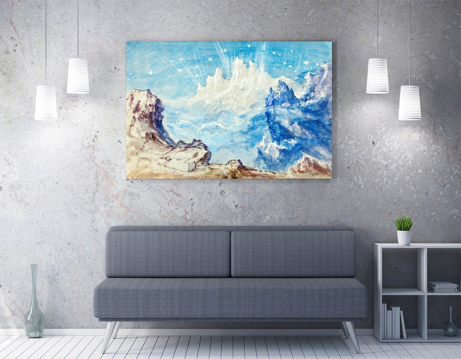 Canvas Wall Art - Mountain Landscape Print With Starry Sky Artwork | Handmade UK Canvas