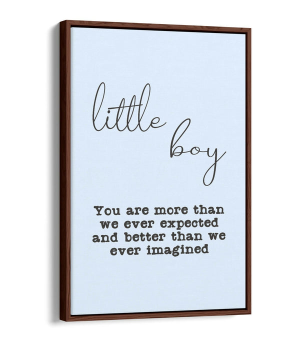 "LITTLE BOY" NURSERY BABY ROOM QUOTE SLOGAN -FLOAT EFFECT CANVAS WALL ART PRINT
