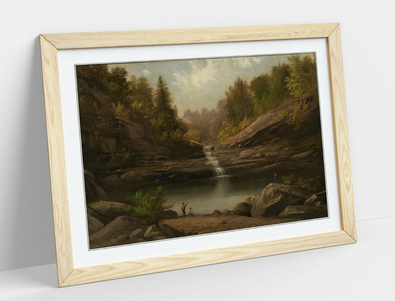 Framed Wall Art - Robert S Duncanson Mountain Pool Print with Faux Wood Frame