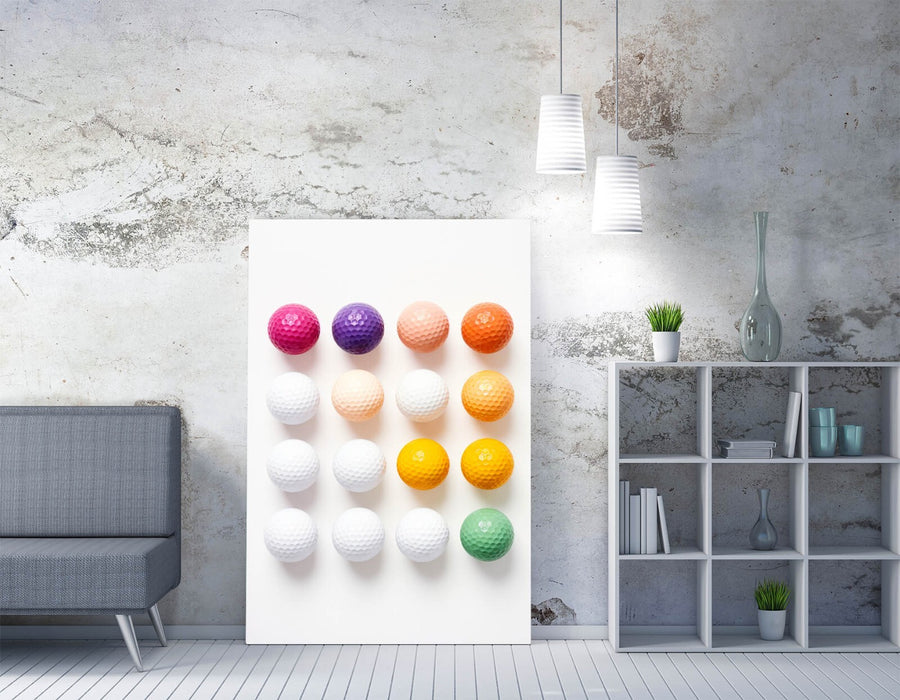 Golf Balls Canvas Art – Multi Colour Sports Wall Decor Print on 30mm Deep Frame