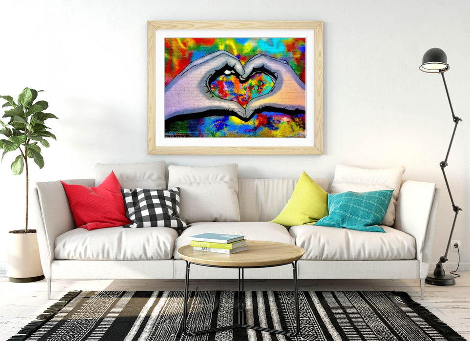 Framed Wall Art – Colorful Heart Hands Poster | Handmade UK Wall Art Print