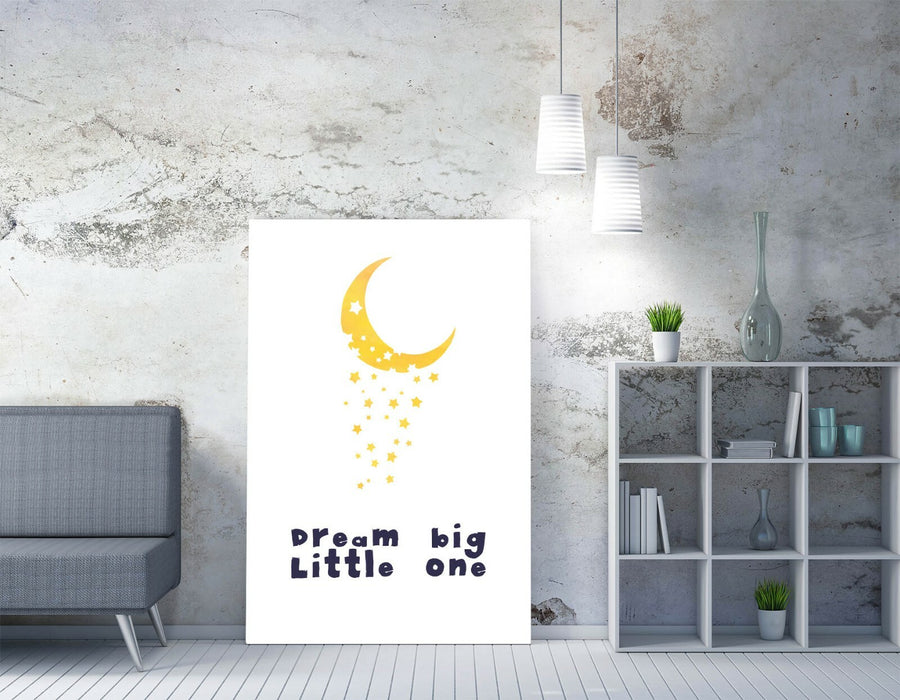 "DREAM BIG LITTLE ONE" WATERCOLOUR NURSERY QUOTE -CANVAS WALL ART PICTURE PRINT