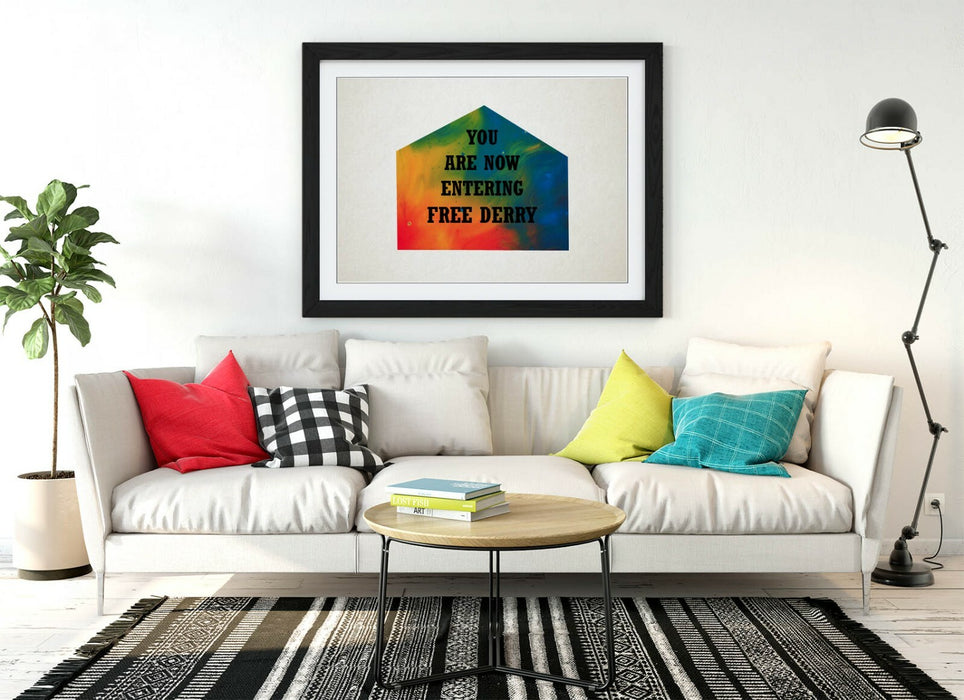 FREE DERRY CORNER IRISH RAINBOW, DERRY GIRLS -FRAMED WALL ART PICTURE PRINT