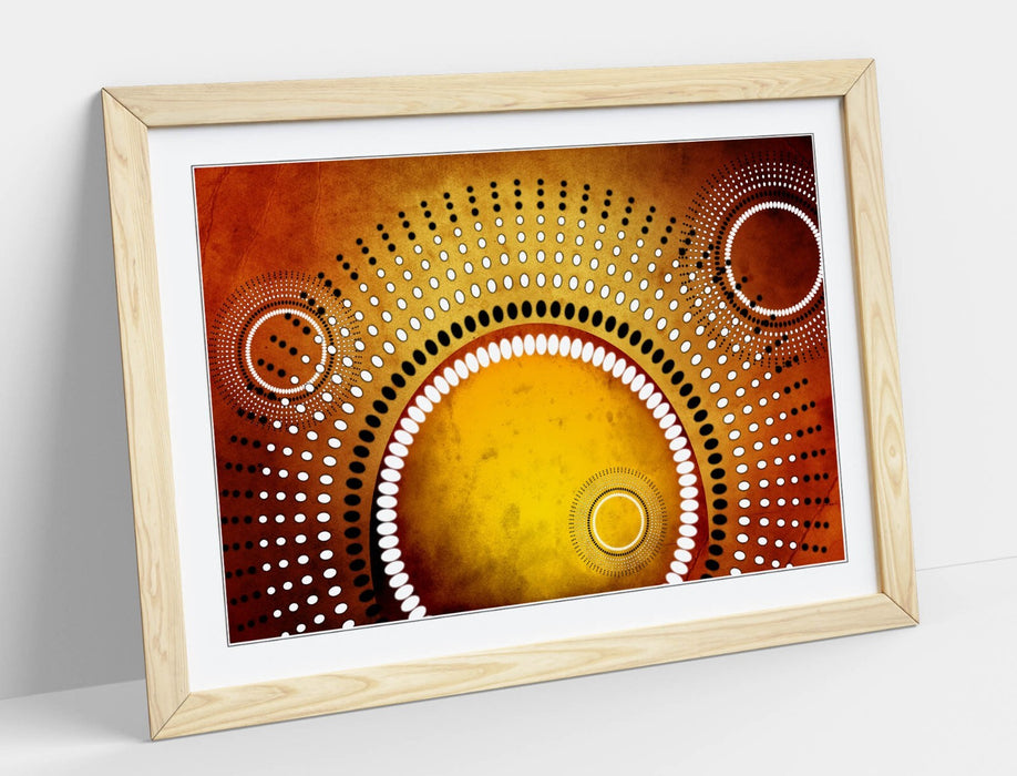 Framed Abstract Poster - Yellow Sun Artwork | Modern Bedroom Wall Art Print