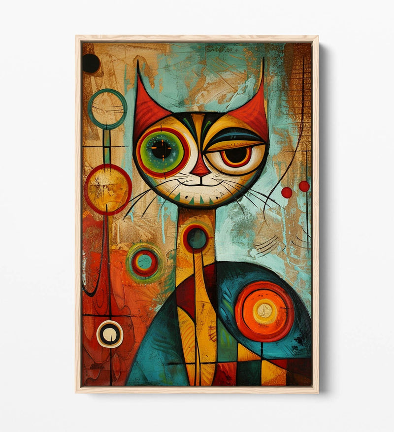 Float Effect Canvas Art - Cool Cat Abstract Contemporary Wall Decor Print