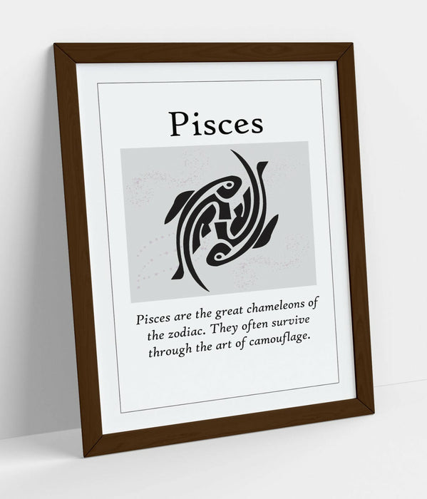 PISCES STAR SIGN ZODIAC ASTOLOGY QUOTE SLOGAN -FRAMED WALL ART PICTURE PRINT