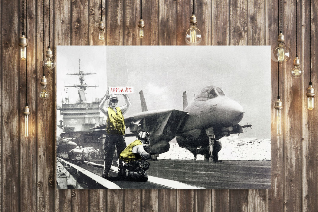 BANKSY APPLAUSE AIRCRAFT CARRIER CANVAS STREET WALL ART GRAFFITI PRINT ARTWORK
