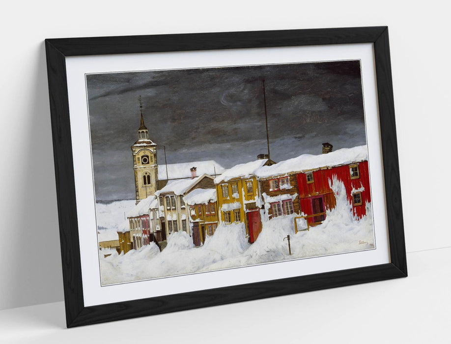 Framed Art Poster - Norwegian Winter Landscape Print | MDF Wood Frame, Ready To Hang