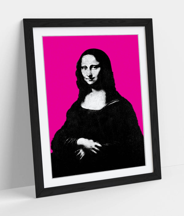 MONA LISA DA VINCI POP ART HOT PINK BACKGROUND -FRAMED WALL ART PICTURE PRINT