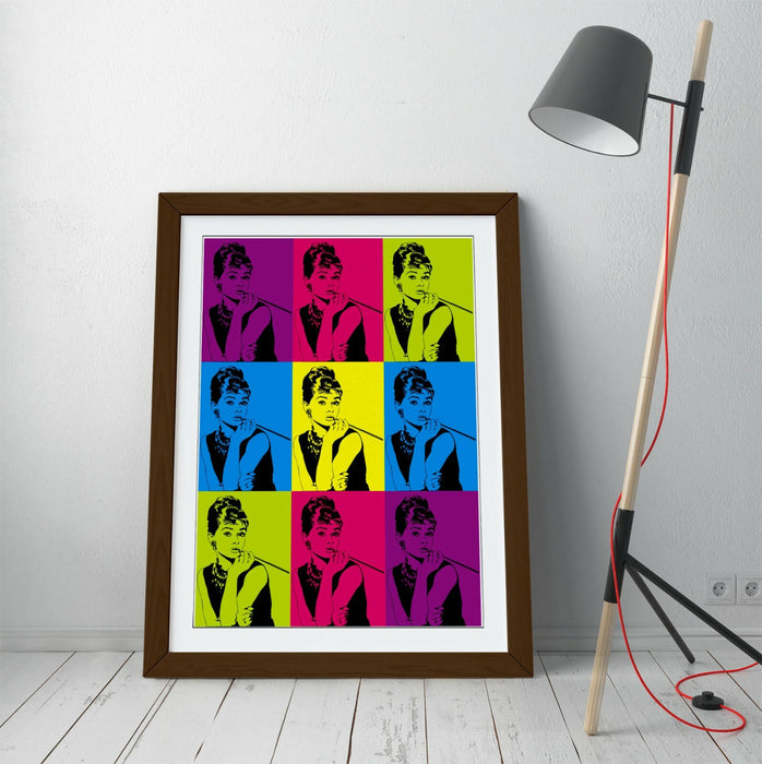 AUDREY HEPBURN COLOURFUL POP ART -FRAMED WALL ART PICTURE PRINT