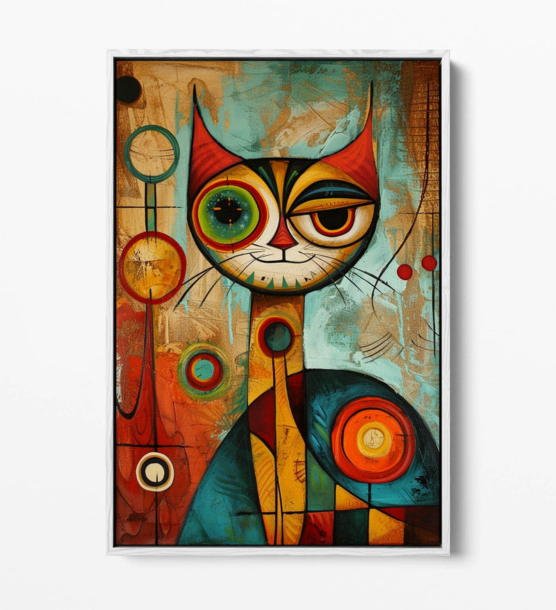 Float Effect Canvas Art - Cool Cat Abstract Contemporary Wall Decor Print