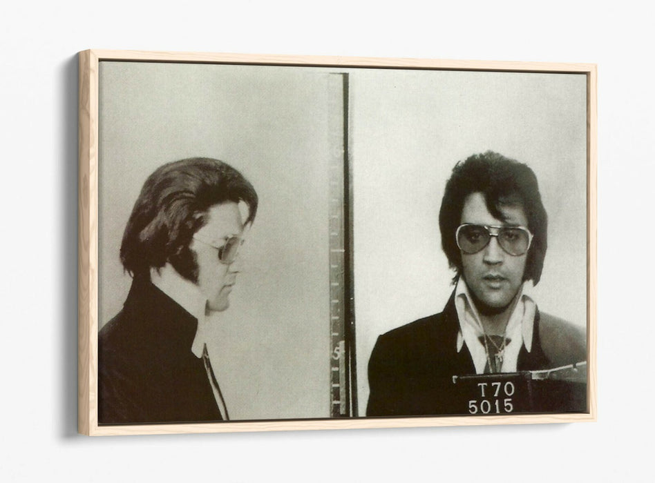 ELVIS MUGSHOT 2 -FLOAT EFFECT CANVAS WALL ART PIC PRINT- BLACK & WHITE