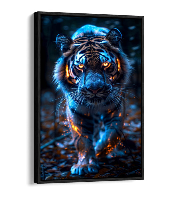 Glowing Tiger Canvas - Orange Animal Wall Art | Float Effect Canvas Print