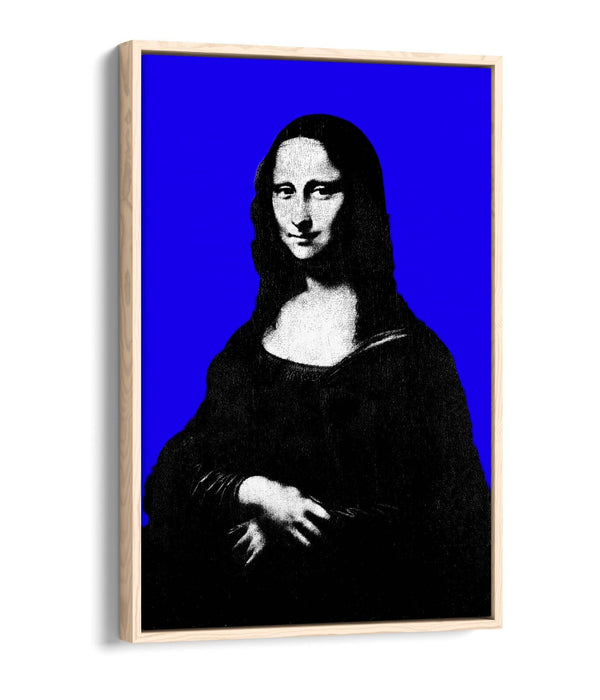 MONA LISA POP ART DA VINCI BLUE BACKGROUND -FLOAT EFFECT CANVAS WALL ART PRINT