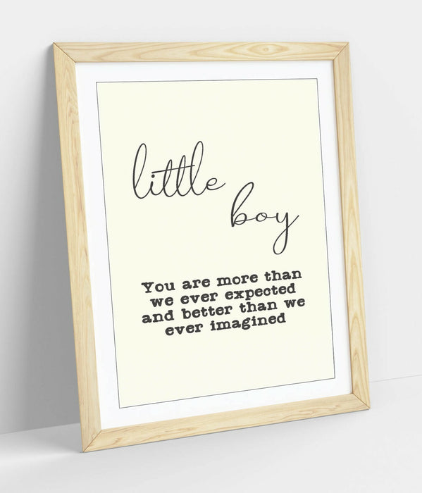 "LITTLE BOY" NURSERY BABY KIDS ROOM QUOTE SLOGAN -FRAMED WALL ART PICTURE PRINT