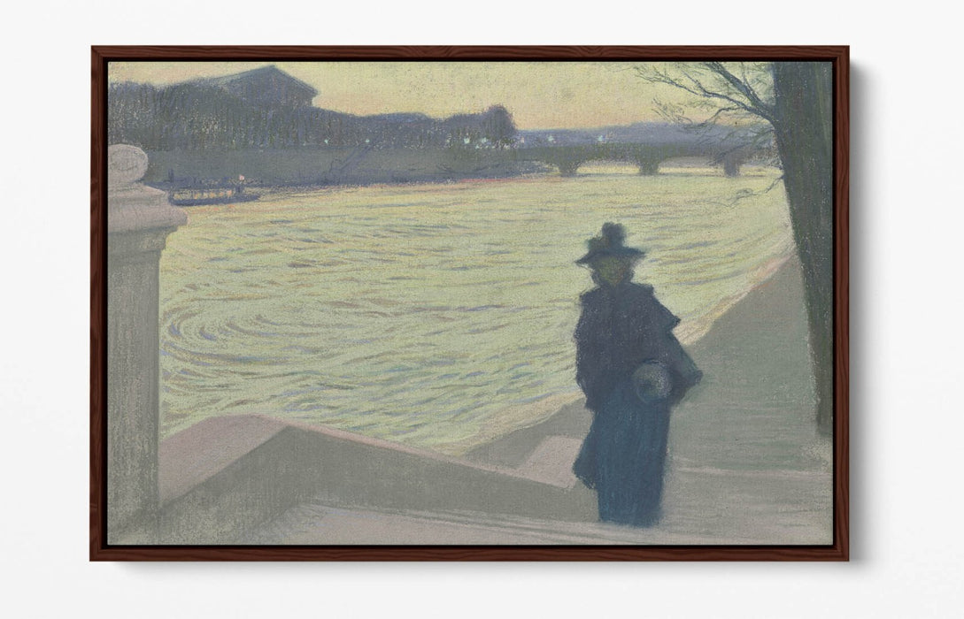 ARMAND POINT, QUAYS OF THE SEINE AT NIGHT -FLOAT EFFECT CANVAS WALL ART PRINT