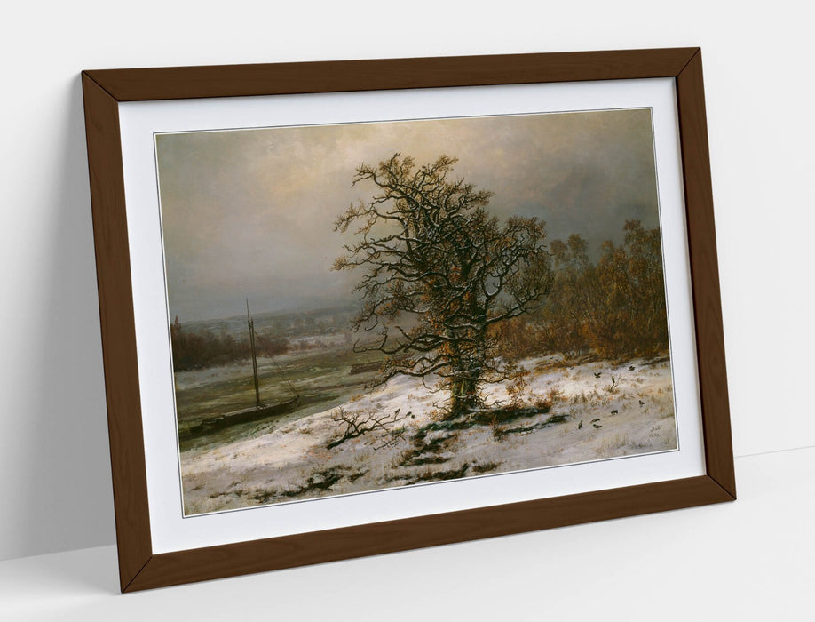 Framed Art Poster – Oak Tree Painting Print by Johan Christian Dahl | Winter Landscape Wall Art