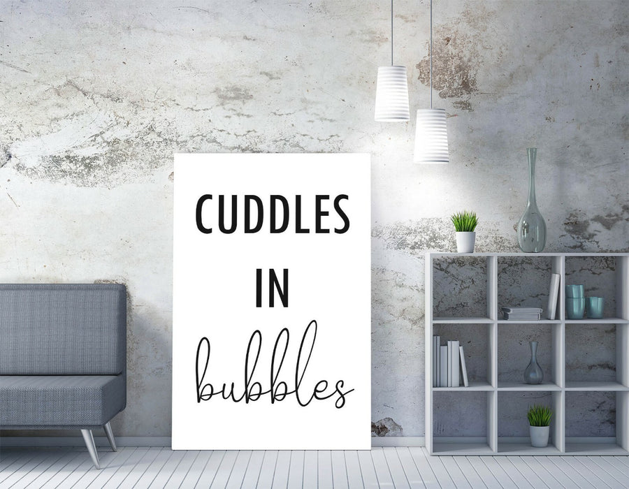 "CUDDLES IN BUBBLES" BATHROOM LOVE QUOTE HOME -CANVAS WALL ART PICTURE PRINT
