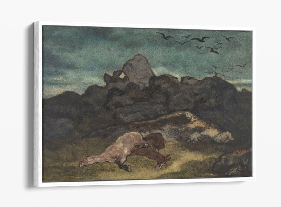 ANTOINE-LOUIS BARYE, DEAD HORSES -FLOAT EFFECT CANVAS WALL ART PRINT