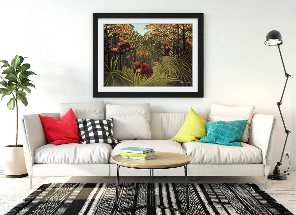 Framed Art Poster – Apes In Orange Grove Print | Handmade Wall Art Print
