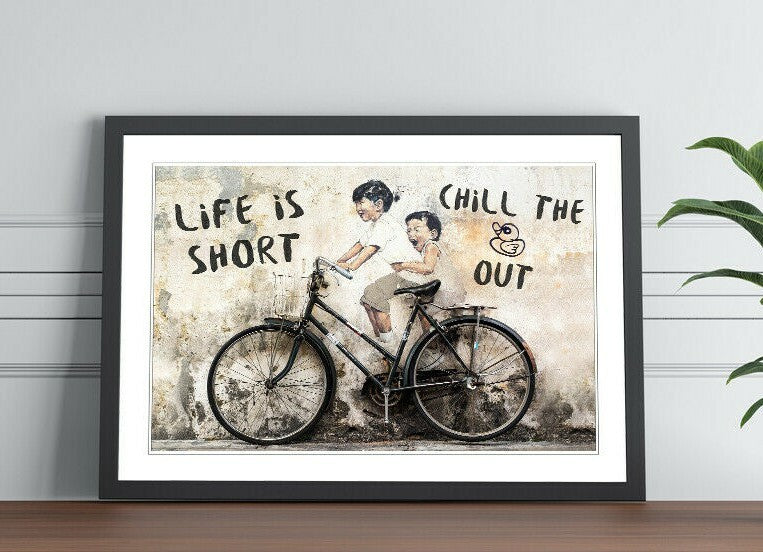 LIFE IS SHORT CANVAS WALL GRAFFITI ART PRINT ARTWORK FRAMED POSTER NOT BANKSY