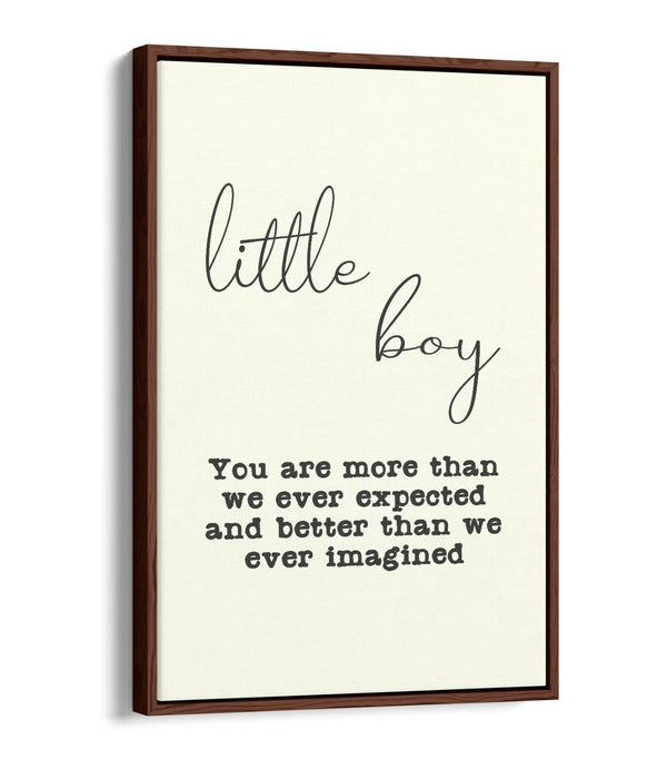 "LITTLE BOY" NURSERY BABY ROOM QUOTE SLOGAN -FLOAT EFFECT CANVAS WALL ART PRINT