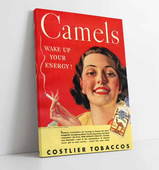 VINTAGE RETRO CAMELS CIGARETTES ADVERTISEMENT -CANVAS WALL ART PICTURE PRINT